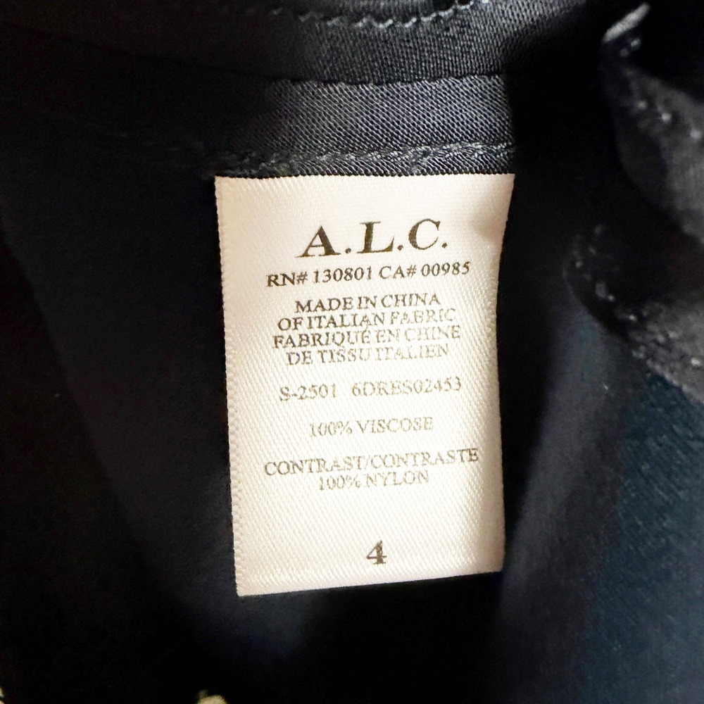 A.L.C. ALC Alessia Dress Navy Blue Lace Asymmetrical Midi Women Sz 4 - Picture 11 of 13